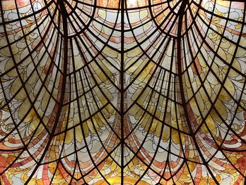 Detail glas-in-lood hôtel Solvay © Koen Maes