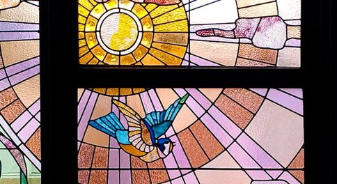 Detail glasraam huis Devalck © Korei Guided Tours