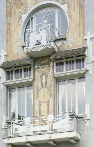 Sgraffito op gevel Maison Cauchie © Séverin Malaud urban.brussels