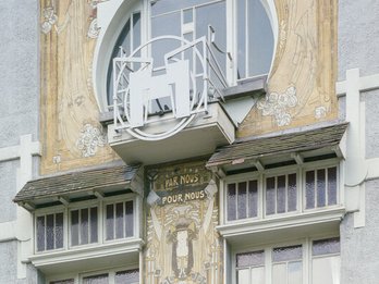 Sgraffito op gevel Maison Cauchie © Séverin Malaud urban.brussels