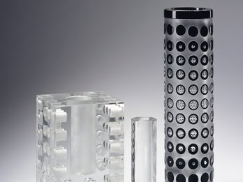 Vases, Georges Collignon, 1973 et 1972, cristal clair © Paul Louis Charleroi, Musée du Verre